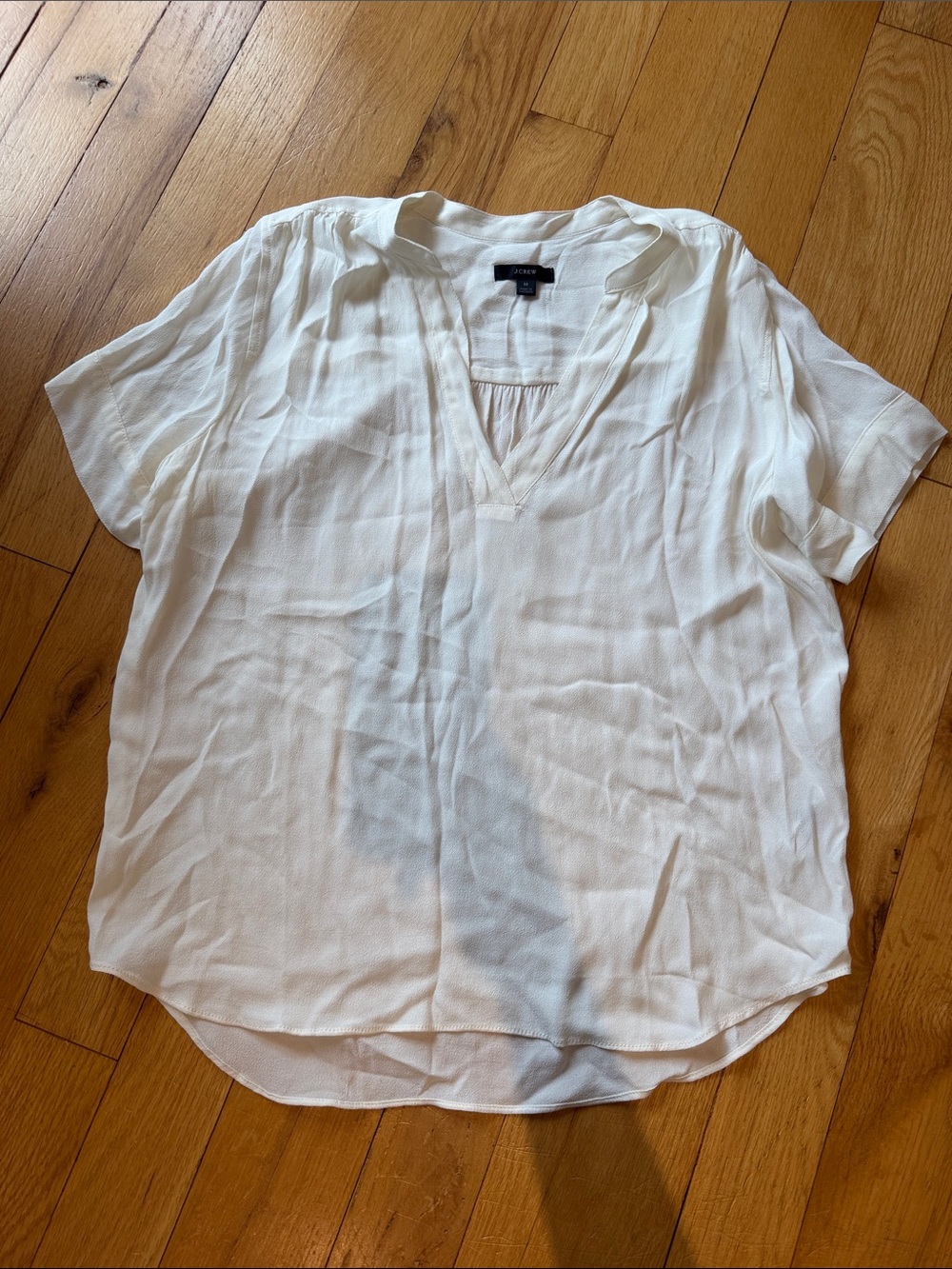 J. Crew Off White V-Neck Short Sleeve Blouse Size Medium - C1-325